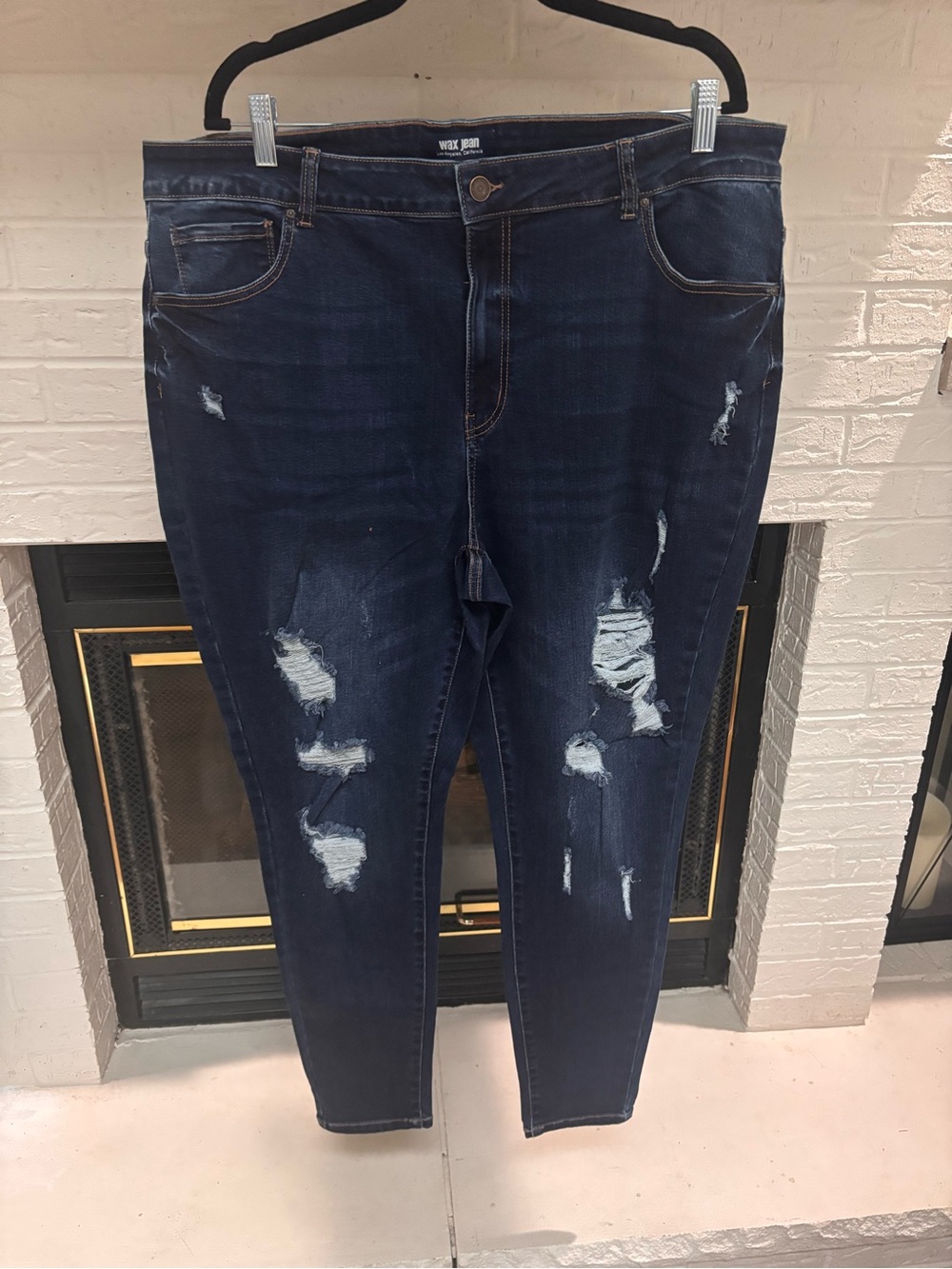 Wax Jean Navy Ripped Skinny Jeans